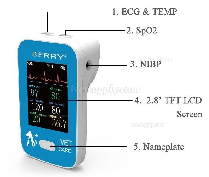 BERRY AM6200 Veterinary Monitors 6-Parameter Pet / Animal Monitor